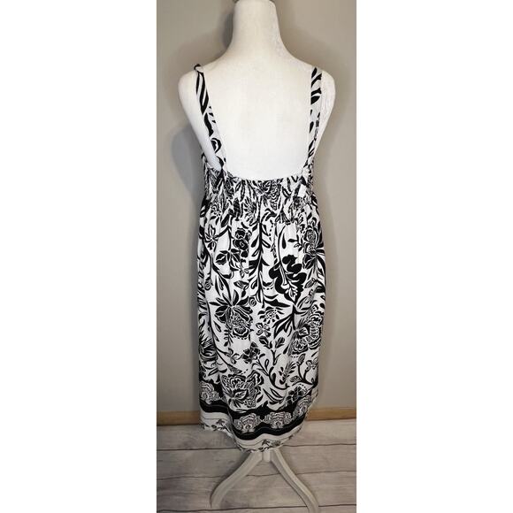 Knox Rose Women's Wide Strap Sleeveless A-Line Dress Black Floral Size Medium - Picture 2 of 7